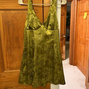 Cider Green Satin Floral Dress, size L